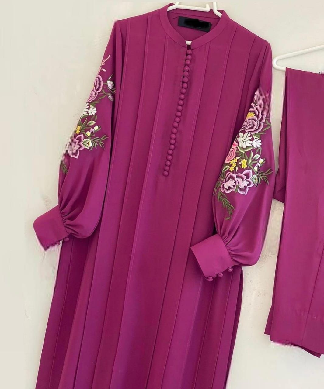 Fancy stitched Bazu Embroidery 2pcs dress for girls