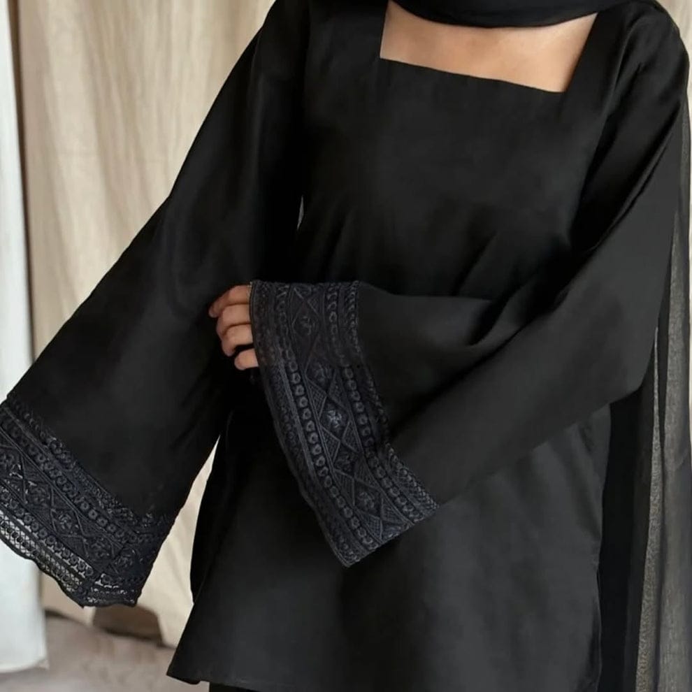 PURE CARBON BLACK 3 PIECES STITCHED FARSHI SALWAR 3PCS