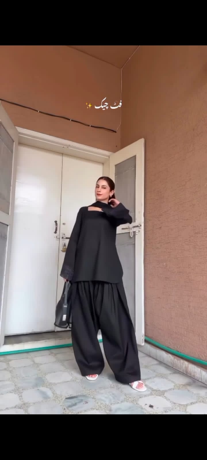 PURE CARBON BLACK 3 PIECES STITCHED FARSHI SALWAR 3PCS