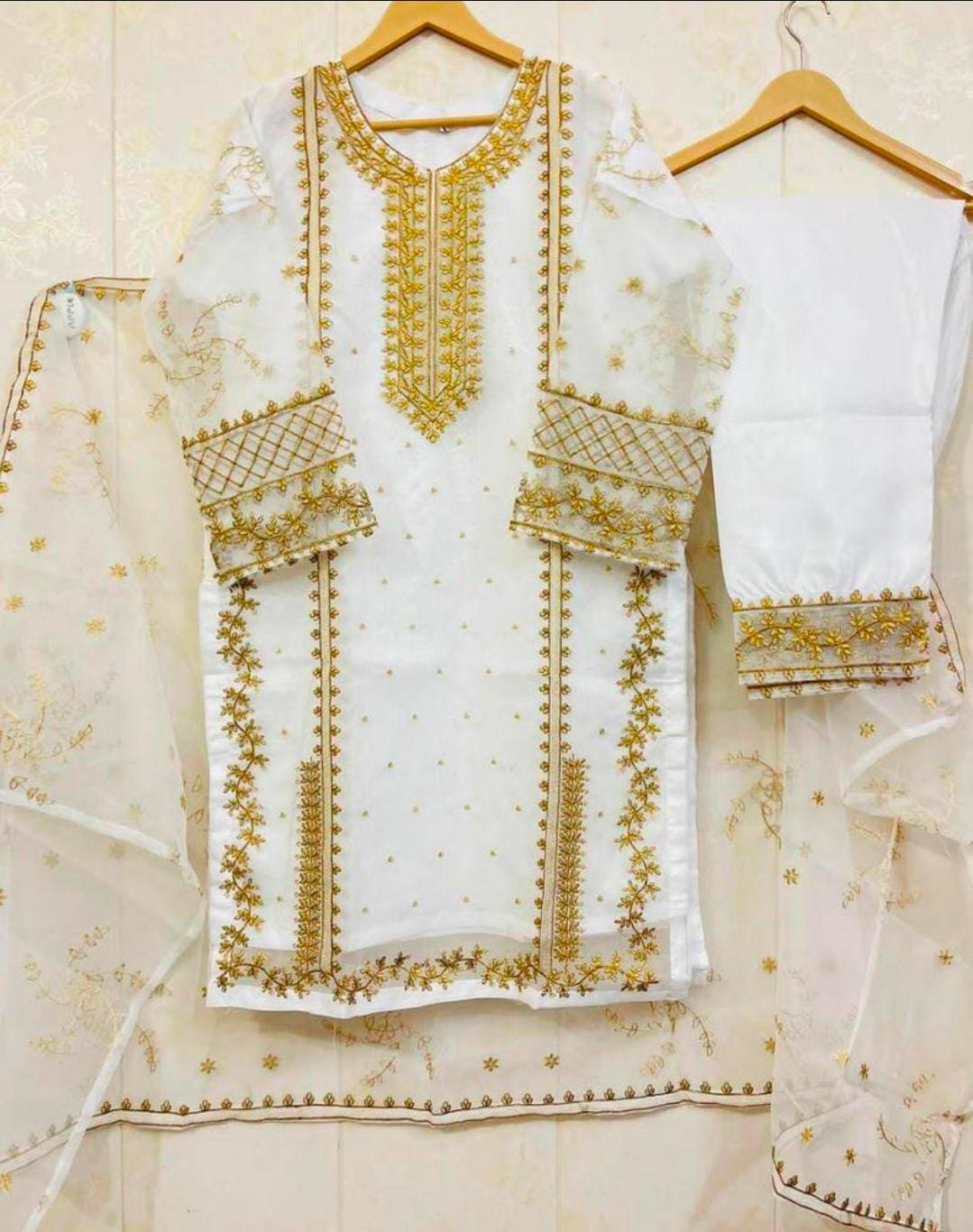 Fancy Embroidery Organza 3pcs For Girls