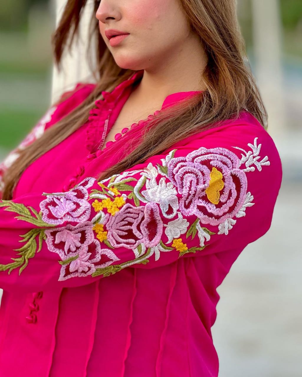 Fancy stitched Bazu Embroidery 2pcs dress for girls